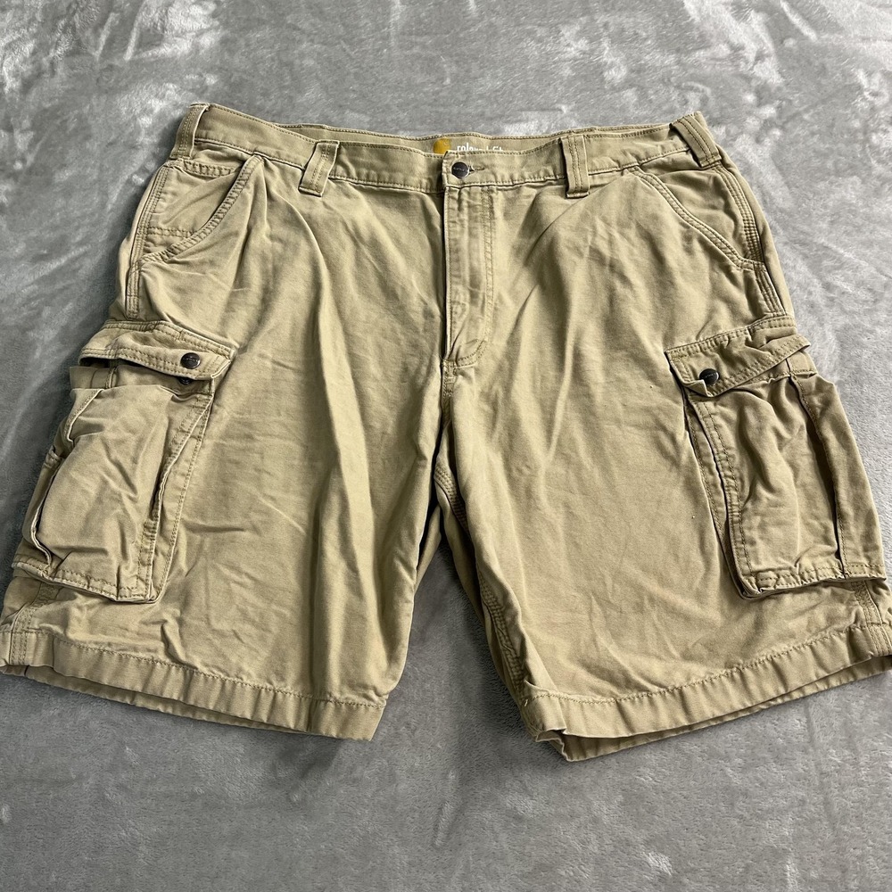 Carhartt Shorts Mens 42 Beige Relaxed Fit Canvas Cargo Workwear Utility Pockets